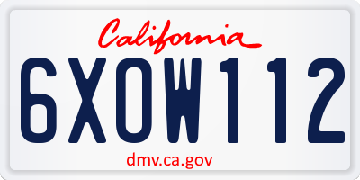 CA license plate 6XOW112