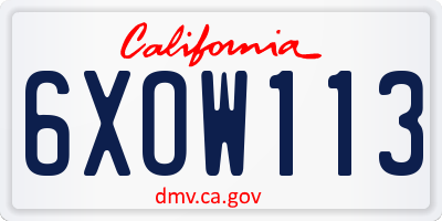 CA license plate 6XOW113