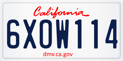 CA license plate 6XOW114
