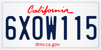 CA license plate 6XOW115
