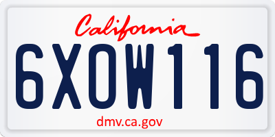 CA license plate 6XOW116