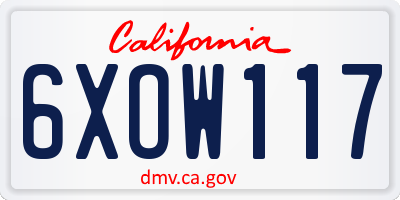 CA license plate 6XOW117