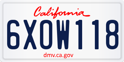 CA license plate 6XOW118