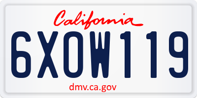 CA license plate 6XOW119