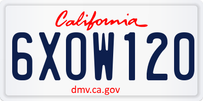 CA license plate 6XOW120