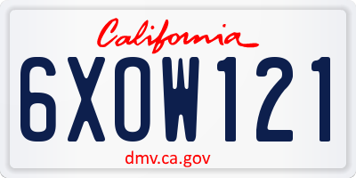CA license plate 6XOW121