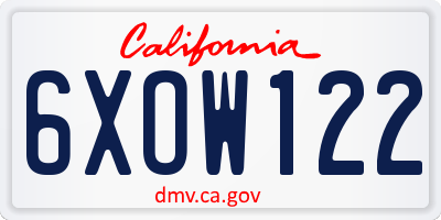 CA license plate 6XOW122