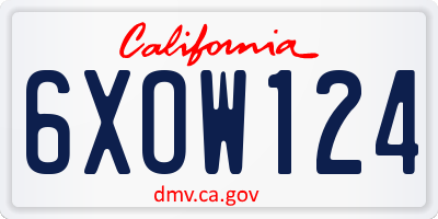 CA license plate 6XOW124