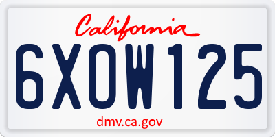 CA license plate 6XOW125