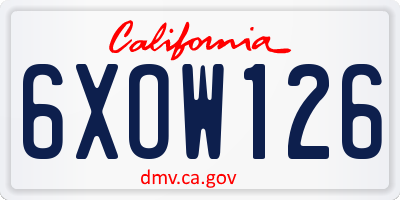 CA license plate 6XOW126