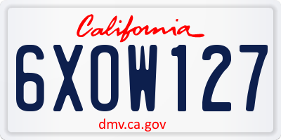 CA license plate 6XOW127