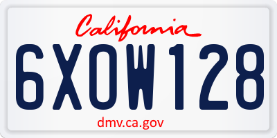 CA license plate 6XOW128