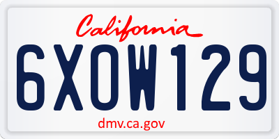 CA license plate 6XOW129