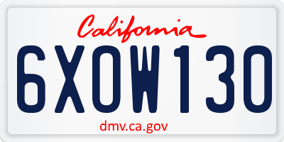 CA license plate 6XOW130