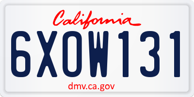 CA license plate 6XOW131