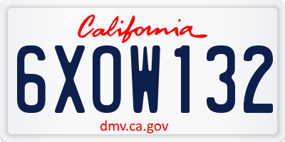 CA license plate 6XOW132
