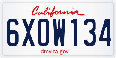 CA license plate 6XOW134