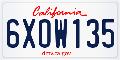 CA license plate 6XOW135