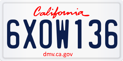 CA license plate 6XOW136