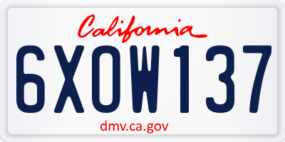 CA license plate 6XOW137