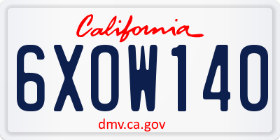 CA license plate 6XOW140