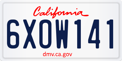 CA license plate 6XOW141