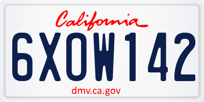CA license plate 6XOW142