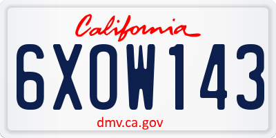 CA license plate 6XOW143