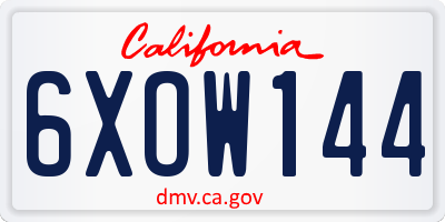 CA license plate 6XOW144