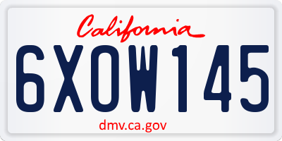 CA license plate 6XOW145