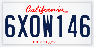 CA license plate 6XOW146