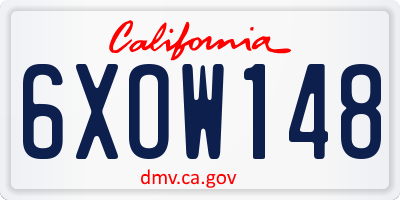 CA license plate 6XOW148