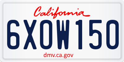 CA license plate 6XOW150