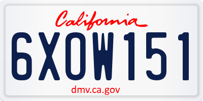 CA license plate 6XOW151