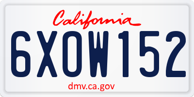 CA license plate 6XOW152