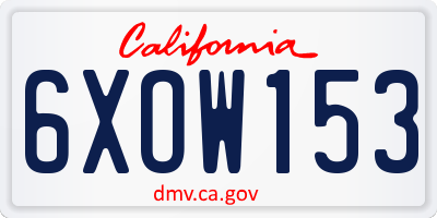 CA license plate 6XOW153