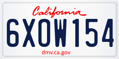 CA license plate 6XOW154