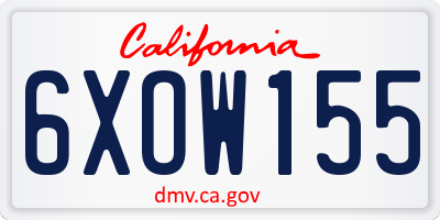 CA license plate 6XOW155