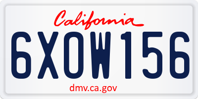 CA license plate 6XOW156