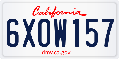 CA license plate 6XOW157