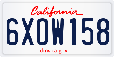 CA license plate 6XOW158
