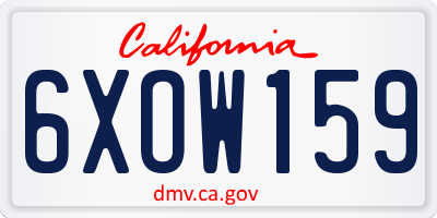 CA license plate 6XOW159