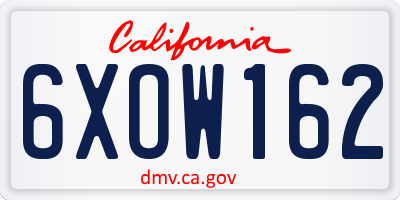 CA license plate 6XOW162