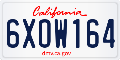 CA license plate 6XOW164