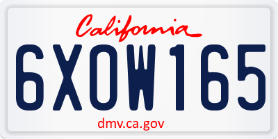 CA license plate 6XOW165