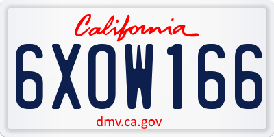 CA license plate 6XOW166