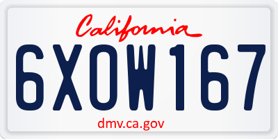 CA license plate 6XOW167