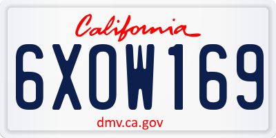 CA license plate 6XOW169