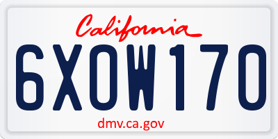CA license plate 6XOW170