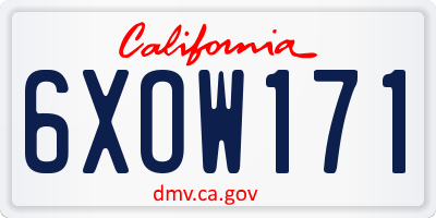 CA license plate 6XOW171